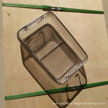 High temperature furnace use 330 stainless steel wire mesh basket strainer with handle